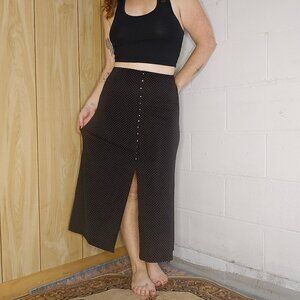 Mobwife Office Siren Poetcore Operacore Slinky Black Button Down Maxi Skirt